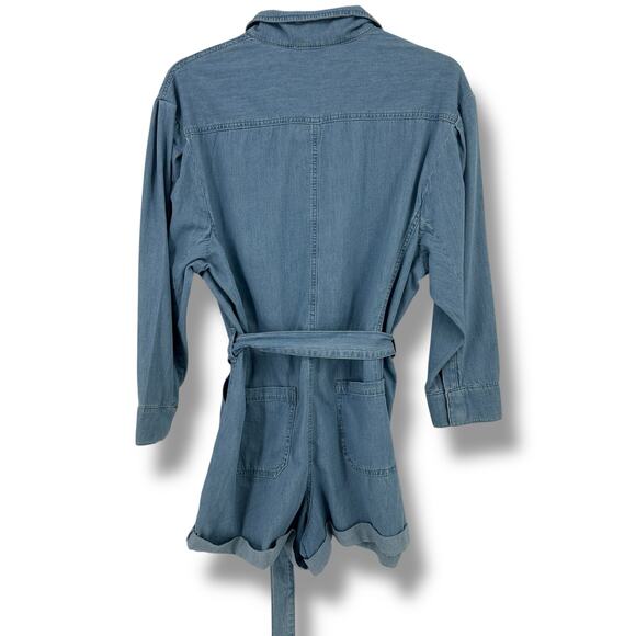 Gianni Bini Charlie Denim Button Down Long Sleeve Jean Romper Womens Size 2 - Picture 6 of 9